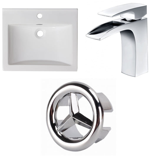 American Imaginations AI-24593 21" White Rectangular Drop In Transitional Ceramic Top Set