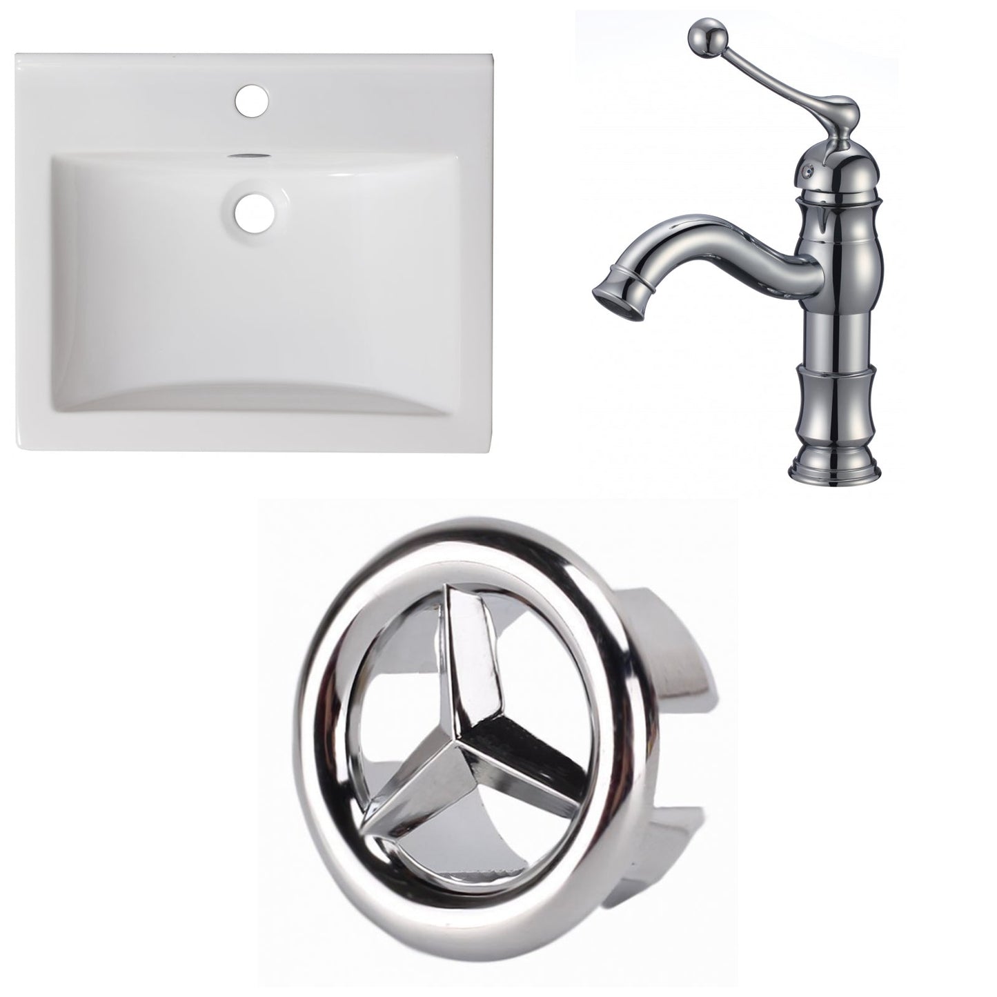 American Imaginations AI-24594 21" White Rectangular Drop In Transitional Ceramic Top Set