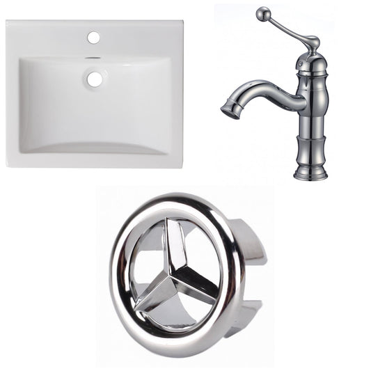American Imaginations AI-24594 21" White Rectangular Drop In Transitional Ceramic Top Set