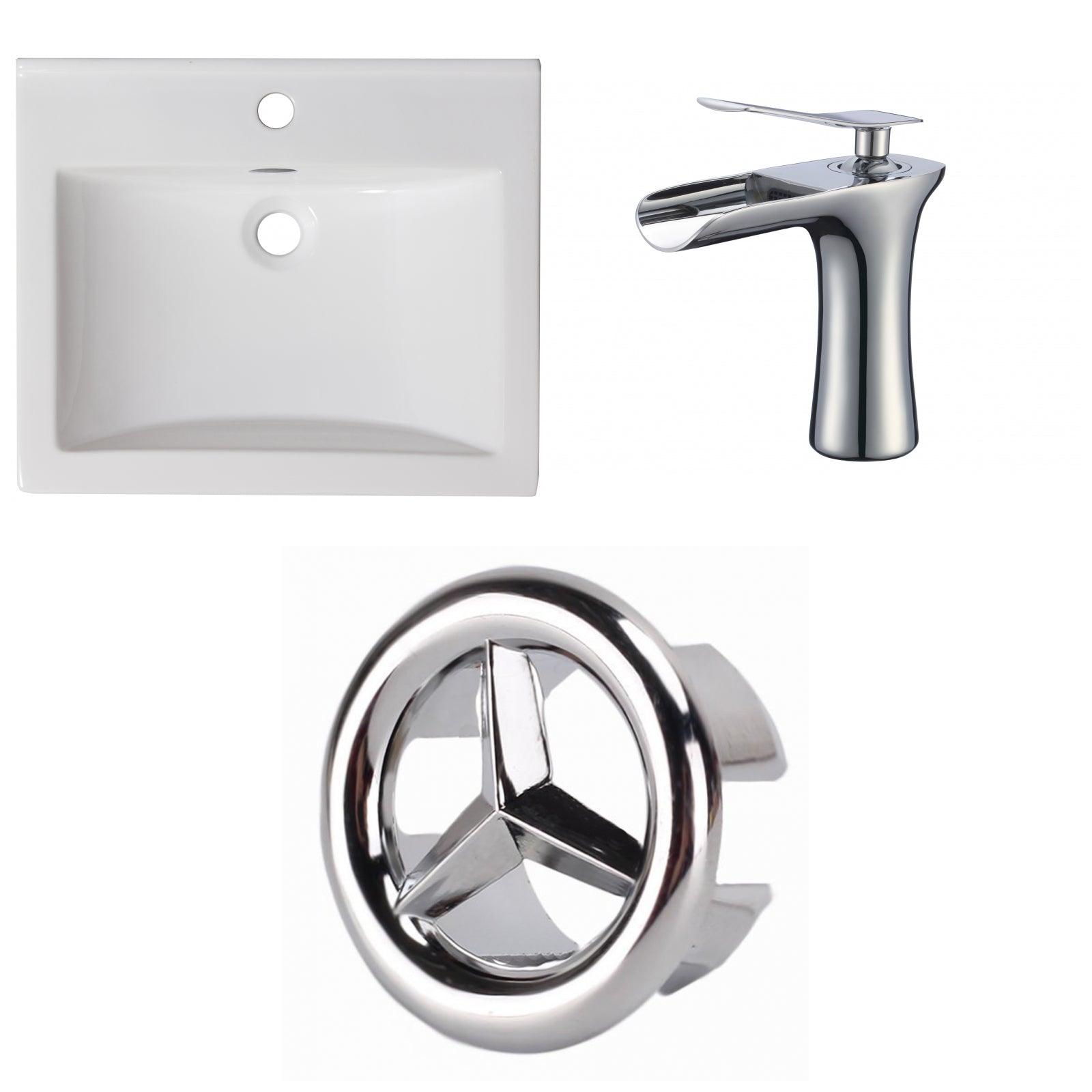 American Imaginations AI-24595 21" White Rectangular Drop In Transitional Ceramic Top Set