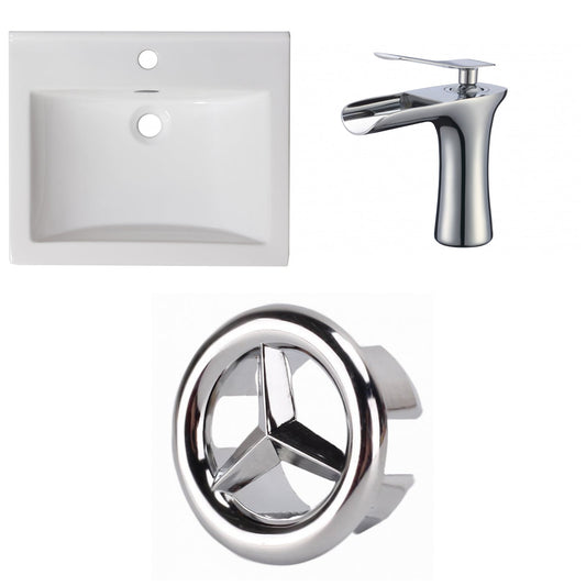 American Imaginations AI-24595 21" White Rectangular Drop In Transitional Ceramic Top Set