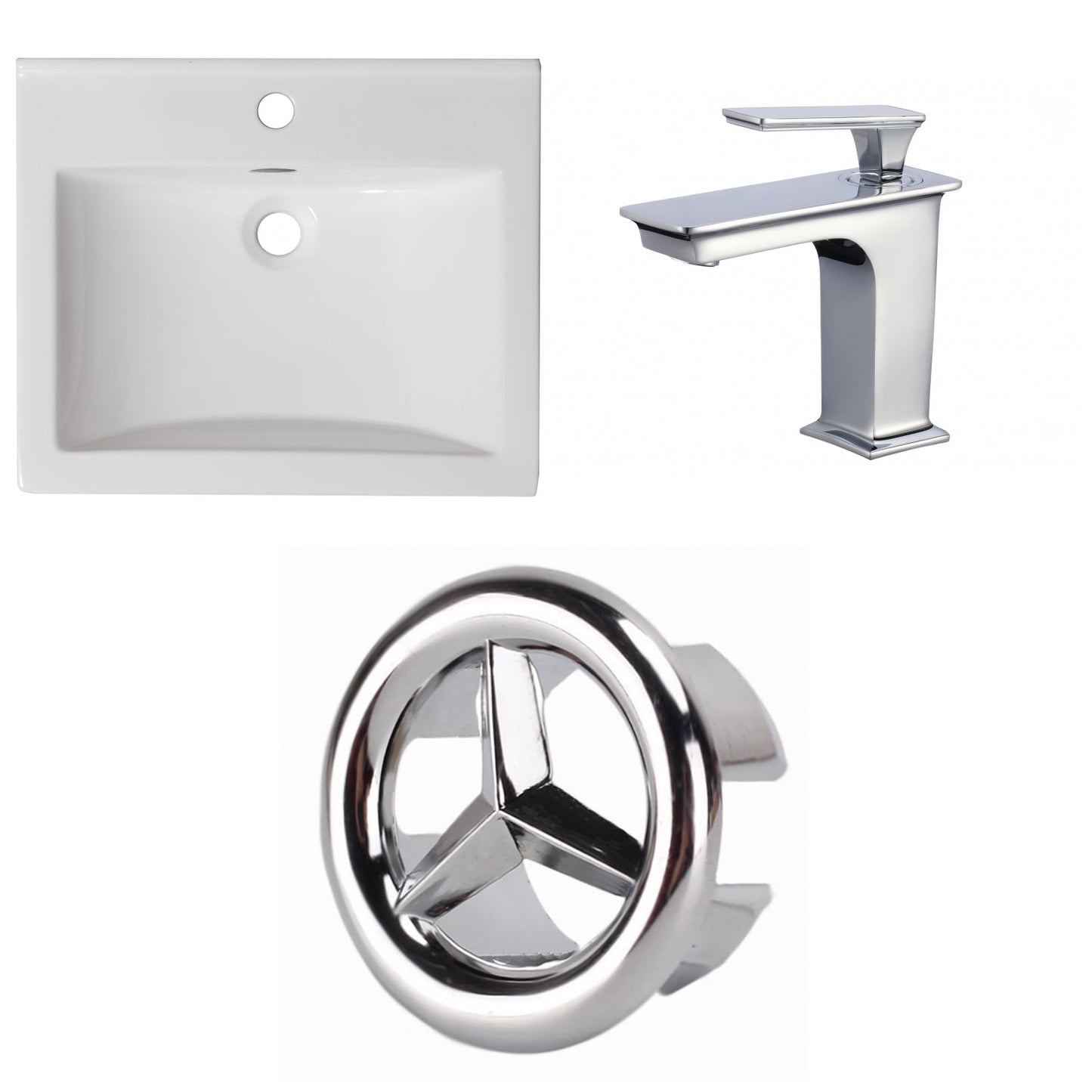 American Imaginations AI-24596 21" White Rectangular Drop In Transitional Ceramic Top Set