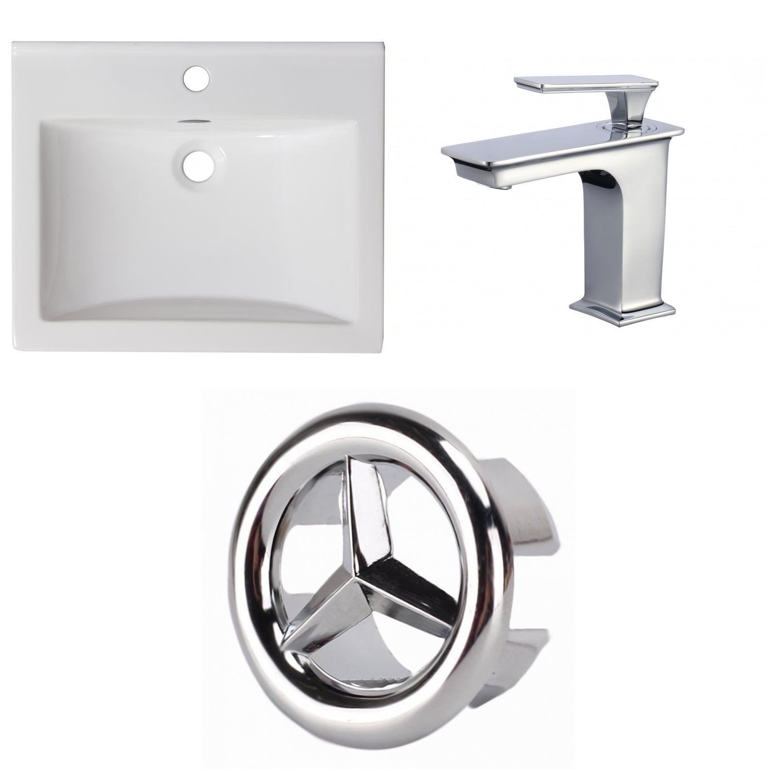 American Imaginations AI-24596 21" White Rectangular Drop In Transitional Ceramic Top Set