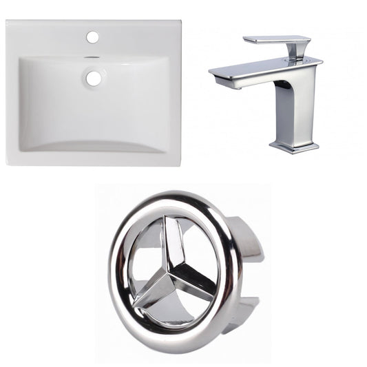 American Imaginations AI-24596 21" White Rectangular Drop In Transitional Ceramic Top Set