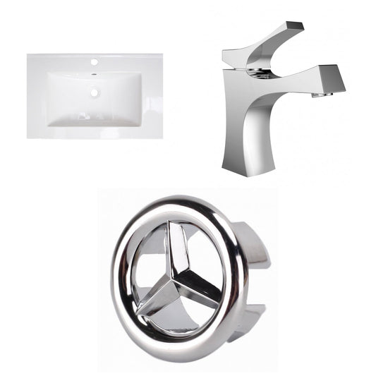 American Imaginations AI-24597 25" White Rectangular Drop In Transitional Ceramic Top Set