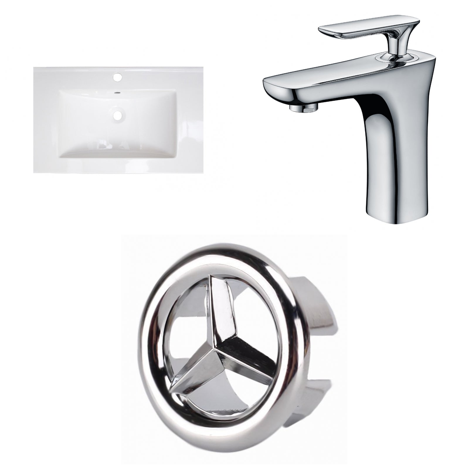 American Imaginations AI-24600 25" White Rectangular Drop In Transitional Ceramic Top Set