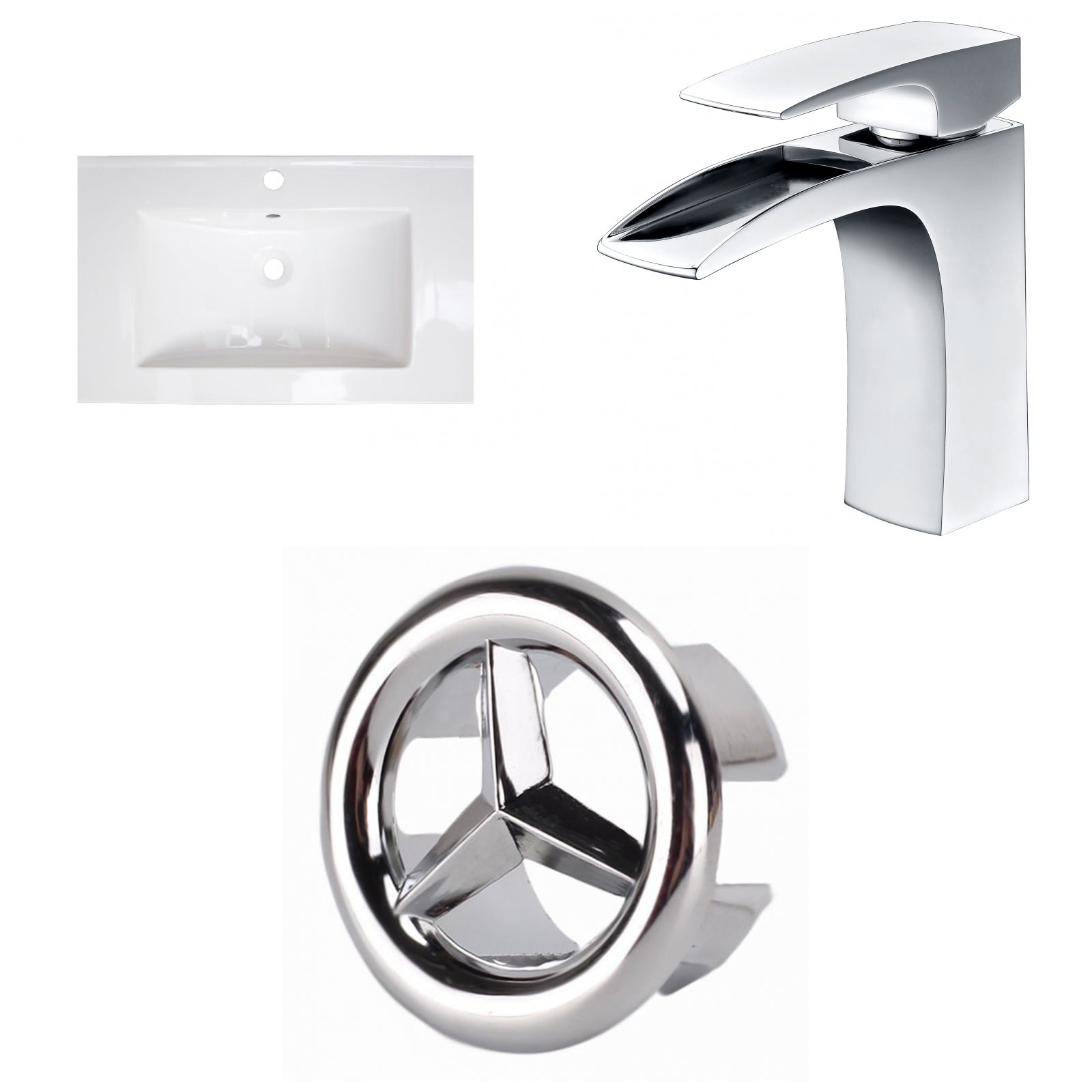 American Imaginations AI-24601 25" White Rectangular Drop In Transitional Ceramic Top Set