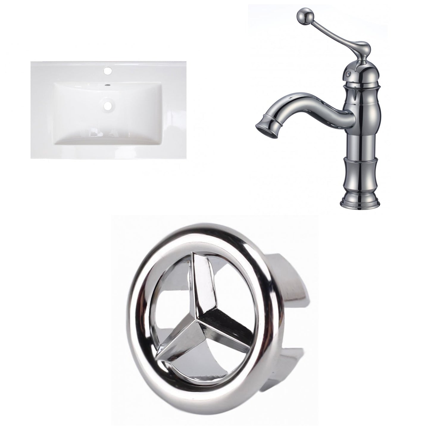 American Imaginations AI-24602 25" White Rectangular Drop In Transitional Ceramic Top Set