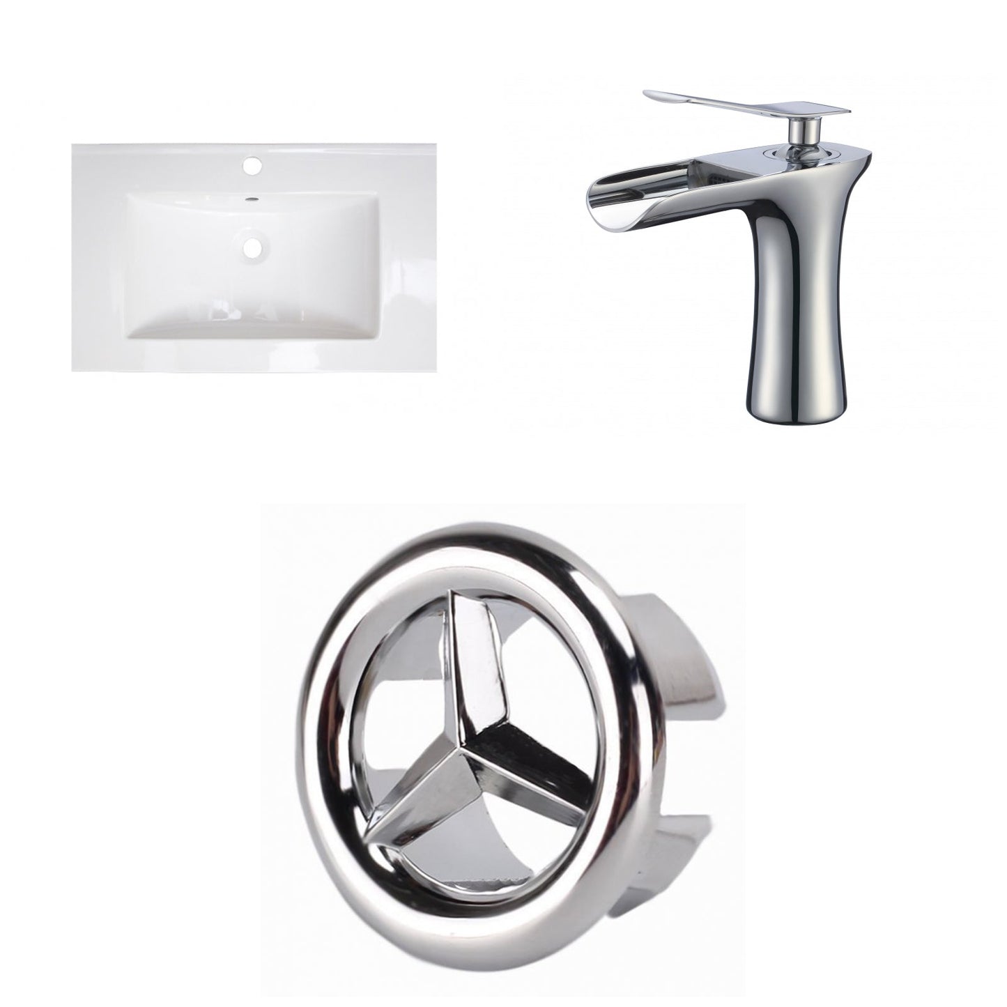American Imaginations AI-24603 25" White Rectangular Drop In Transitional Ceramic Top Set