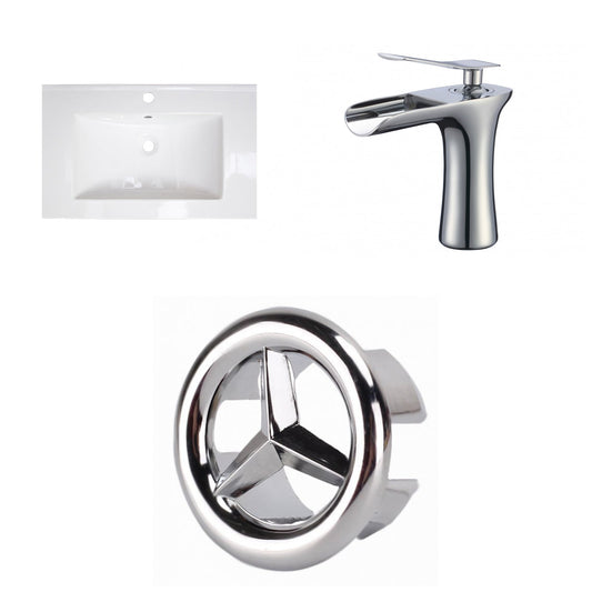 American Imaginations AI-24603 25" White Rectangular Drop In Transitional Ceramic Top Set