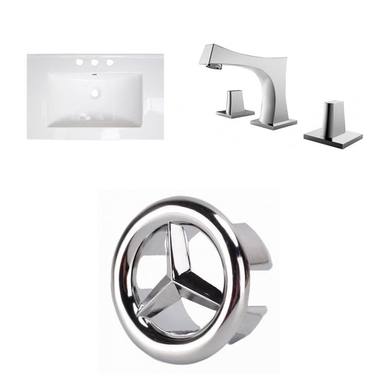 American Imaginations AI-24605 25" White Rectangular Drop In Transitional Ceramic Top Set