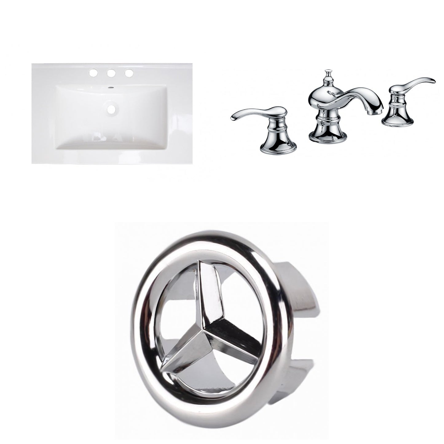 American Imaginations AI-24606 25" White Rectangular Drop In Transitional Ceramic Top Set