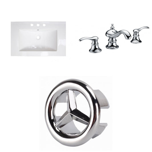 American Imaginations AI-24606 25" White Rectangular Drop In Transitional Ceramic Top Set