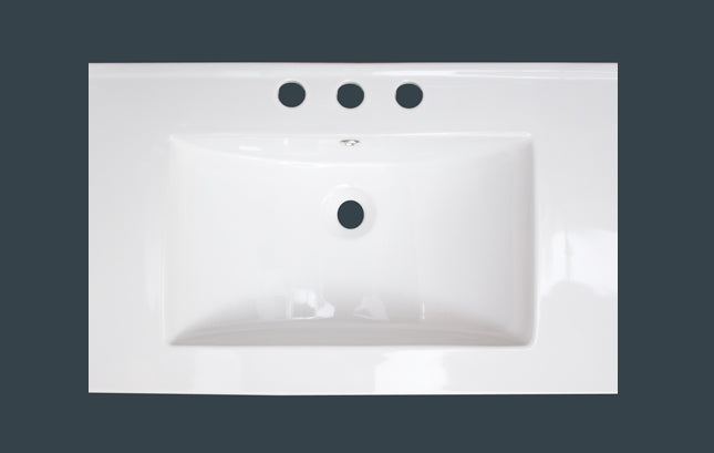 American Imaginations AI-24608 25" White Rectangular Drop In Transitional Ceramic Top Set
