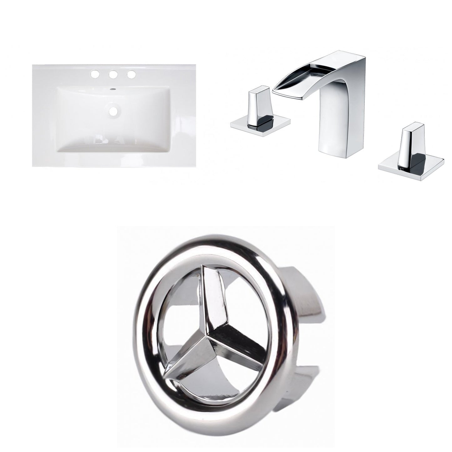 American Imaginations AI-24608 25" White Rectangular Drop In Transitional Ceramic Top Set