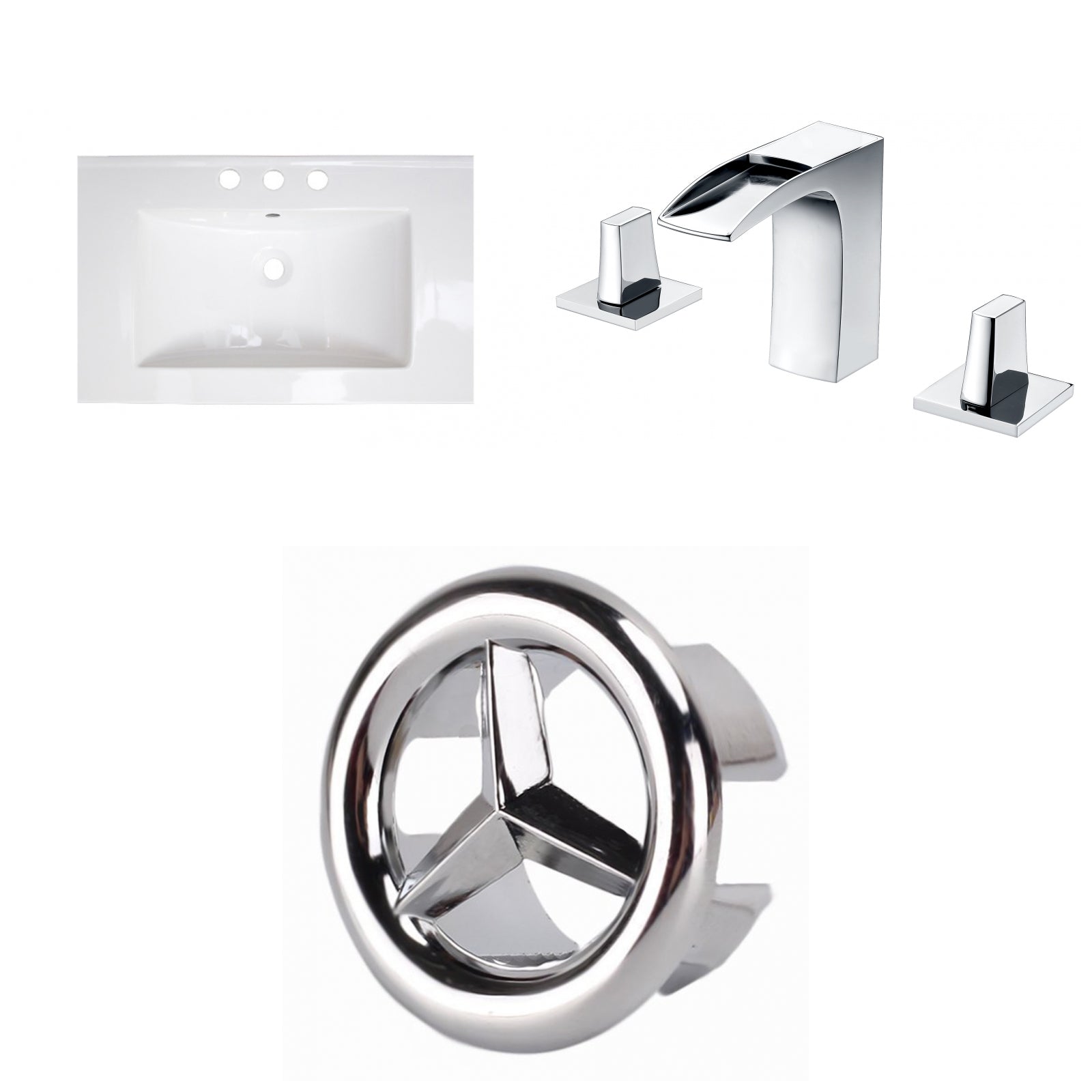 American Imaginations AI-24608 25" White Rectangular Drop In Transitional Ceramic Top Set