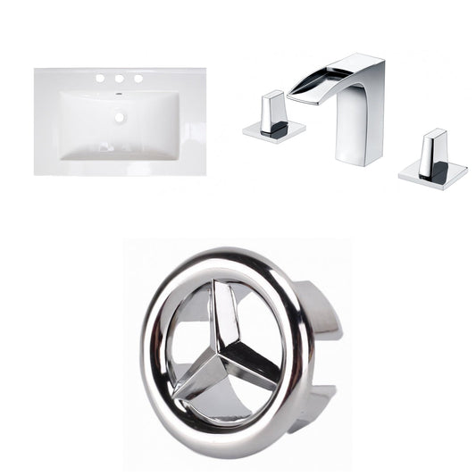 American Imaginations AI-24608 25" White Rectangular Drop In Transitional Ceramic Top Set
