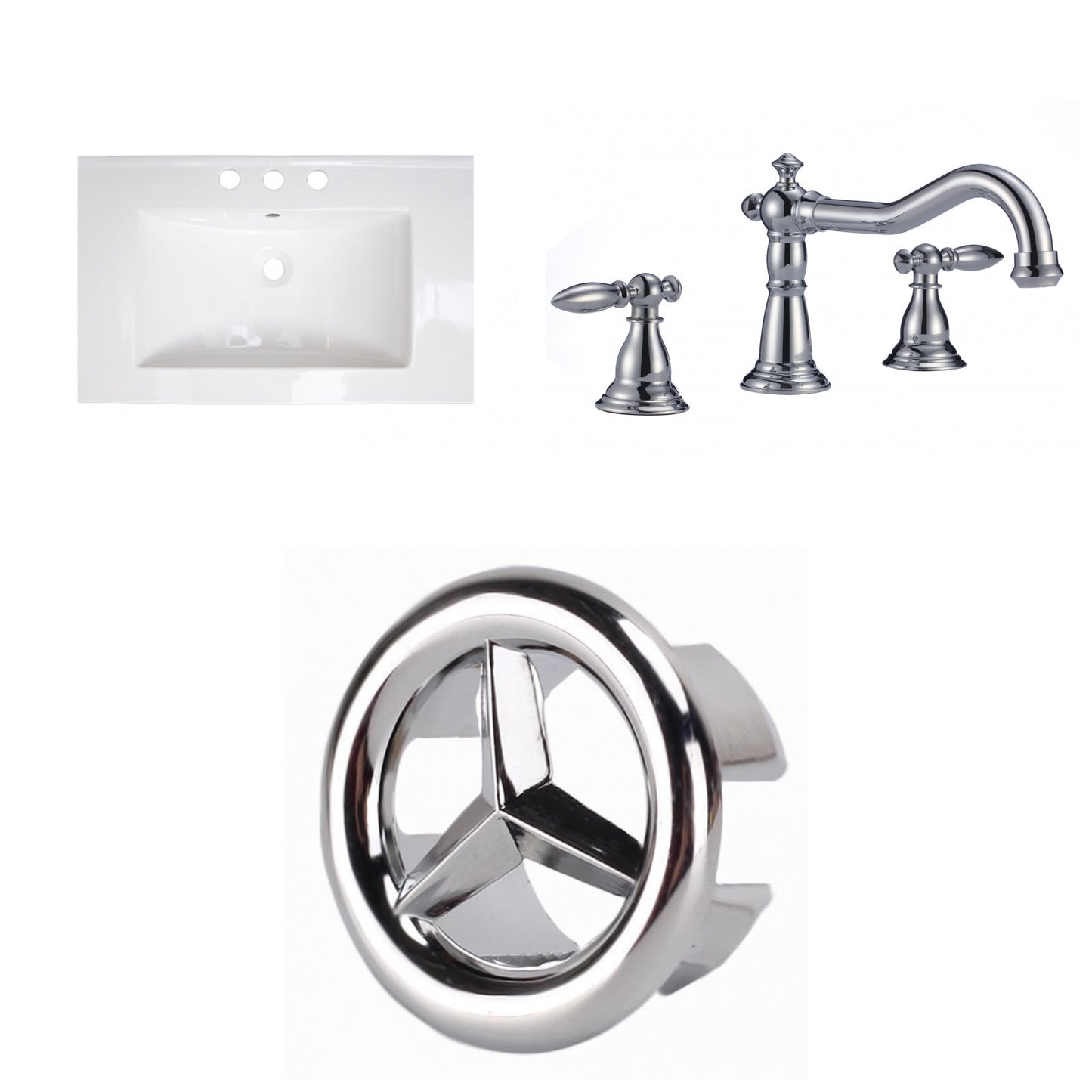 American Imaginations AI-24609 25" White Rectangular Drop In Transitional Ceramic Top Set
