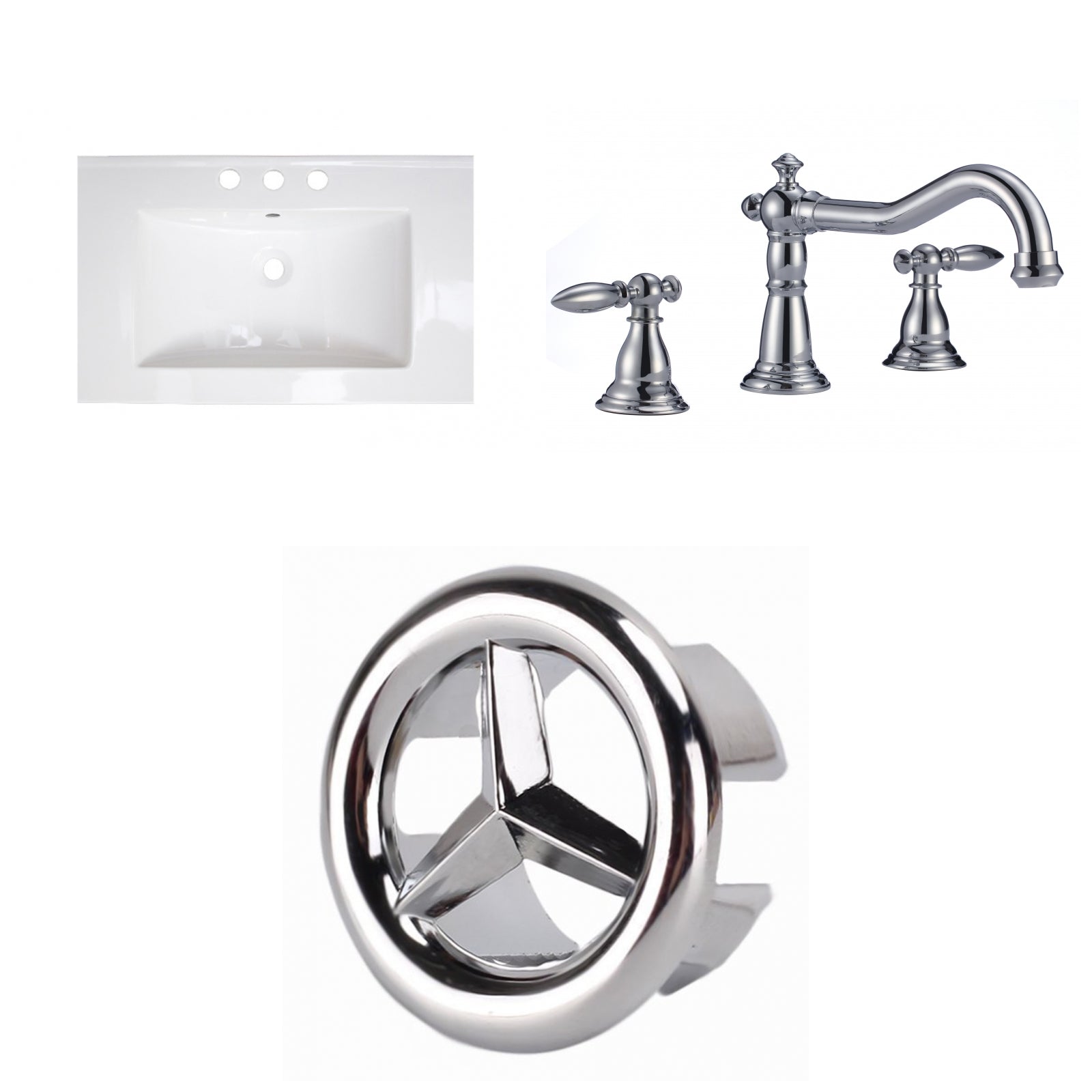 American Imaginations AI-24609 25" White Rectangular Drop In Transitional Ceramic Top Set