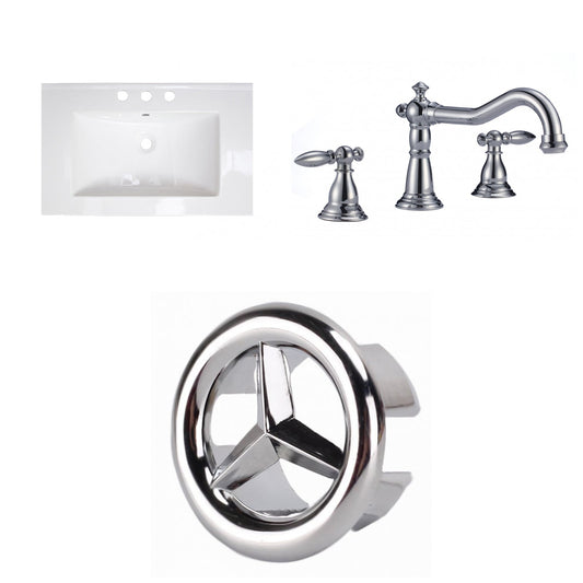 American Imaginations AI-24609 25" White Rectangular Drop In Transitional Ceramic Top Set