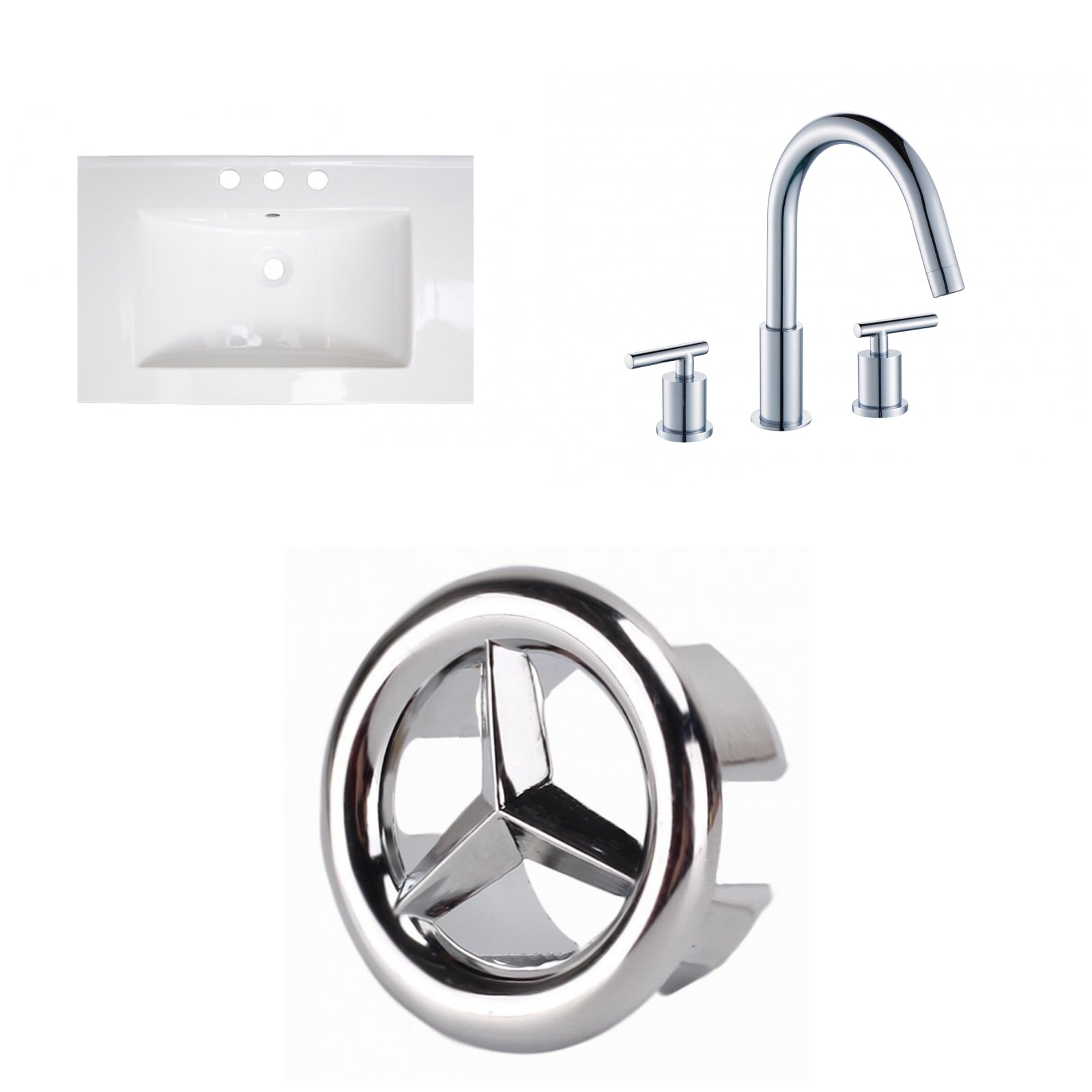 American Imaginations AI-24610 25" White Rectangular Drop In Transitional Ceramic Top Set