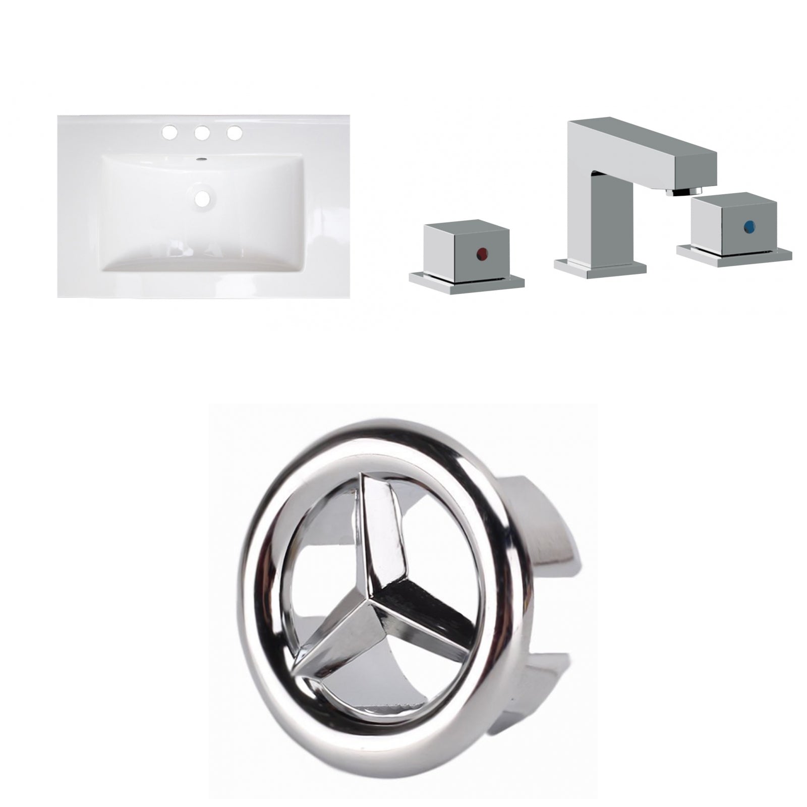 American Imaginations AI-24611 25" White Rectangular Drop In Transitional Ceramic Top Set