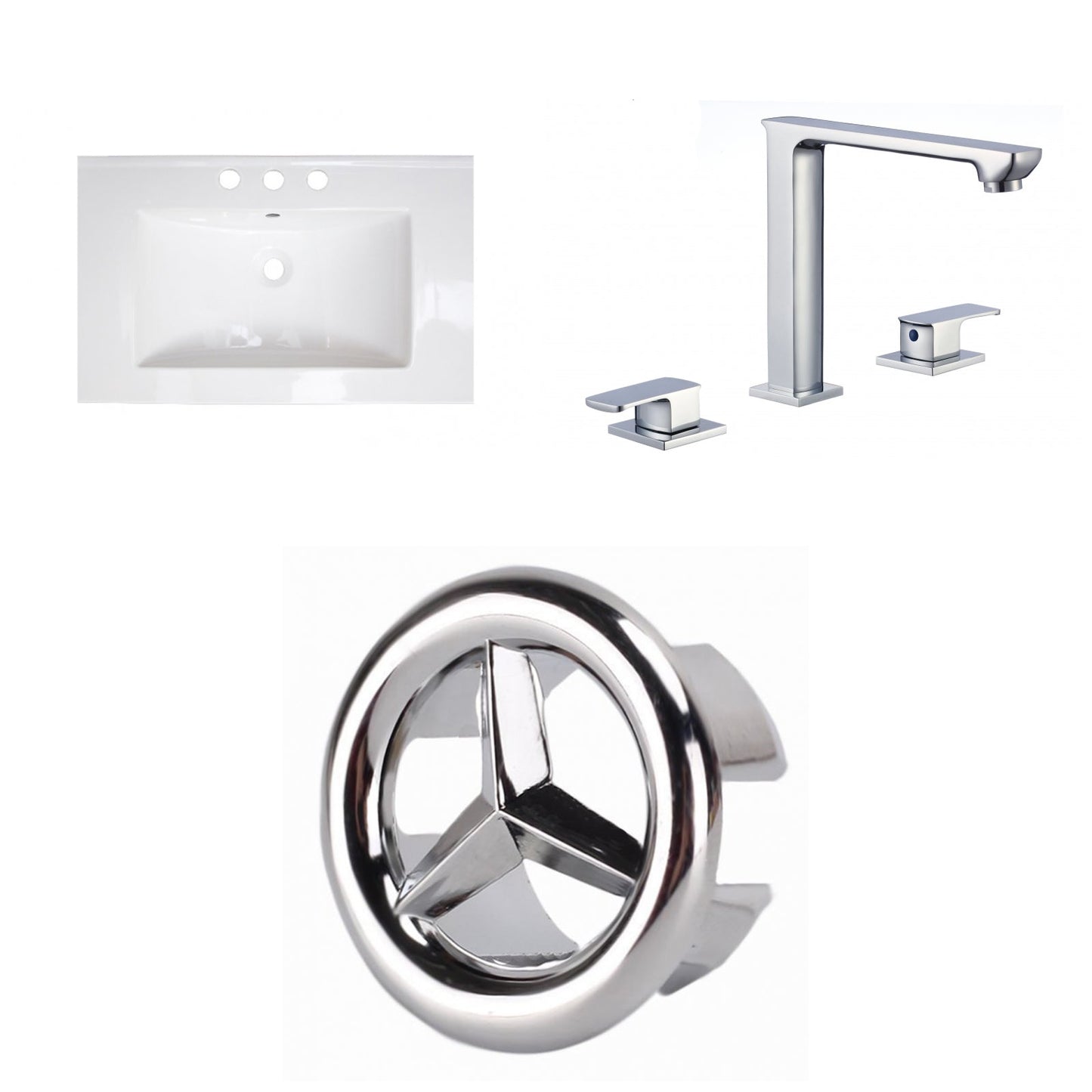 American Imaginations AI-24612 25" White Rectangular Drop In Transitional Ceramic Top Set