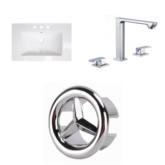 American Imaginations AI-24612 25" White Rectangular Drop In Transitional Ceramic Top Set