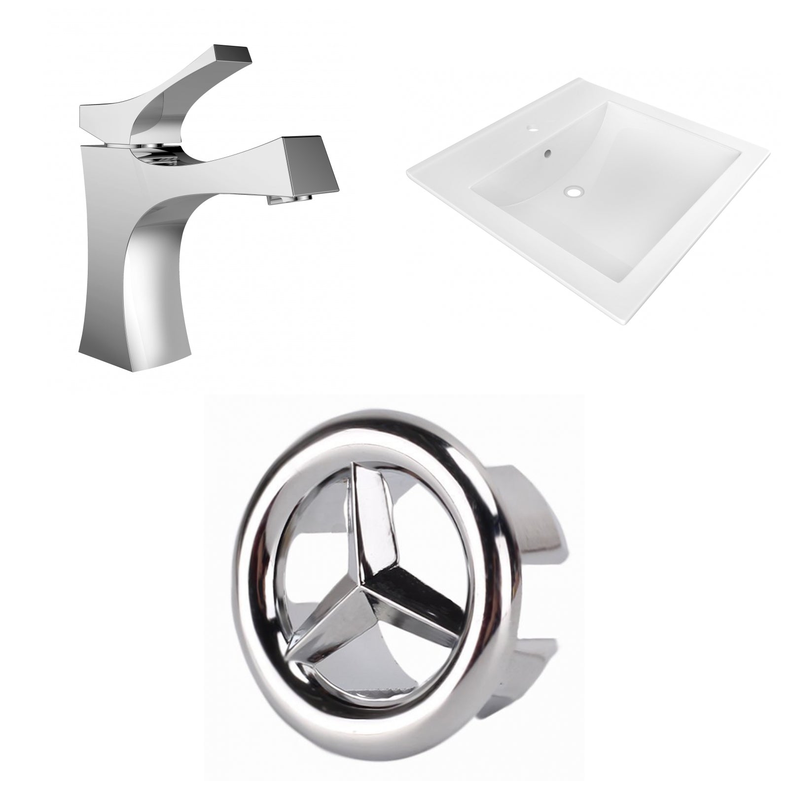 American Imaginations AI-24661 22" White Rectangular Drop In Transitional Ceramic Top Set