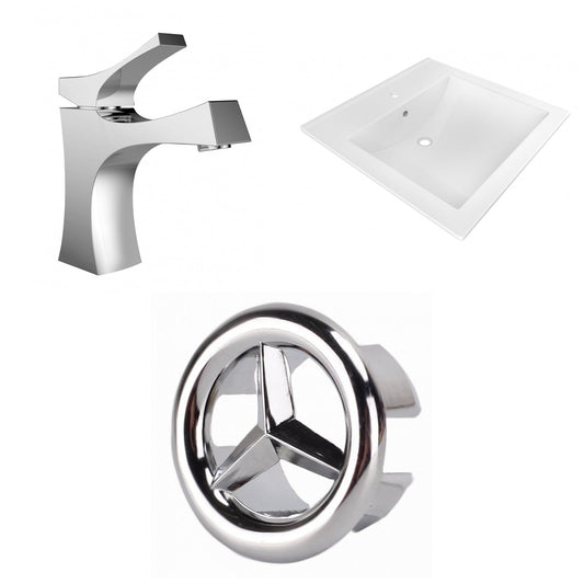 American Imaginations AI-24661 22" White Rectangular Drop In Transitional Ceramic Top Set