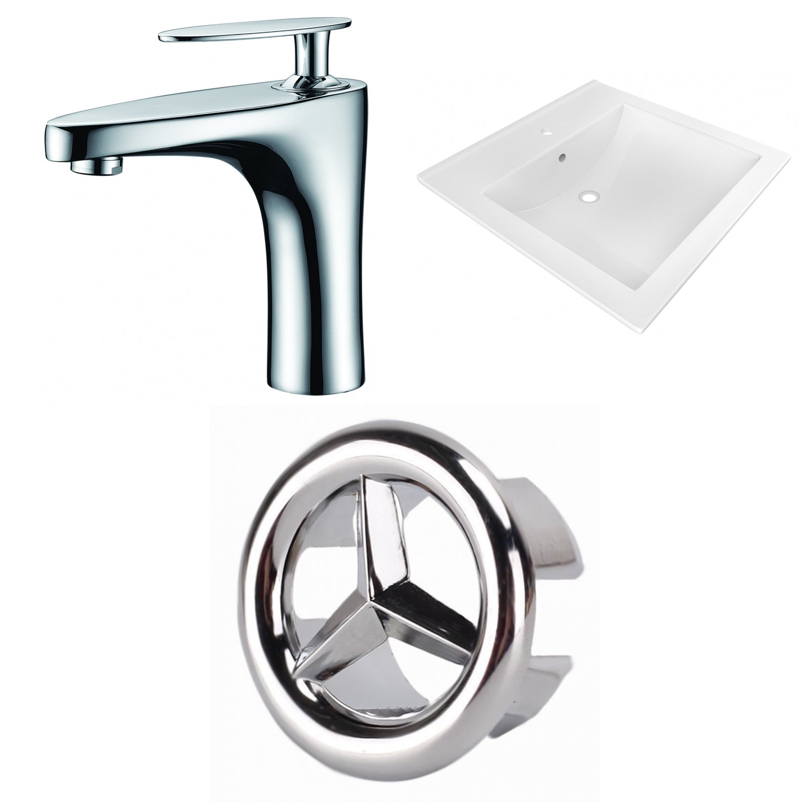 American Imaginations AI-24663 22" White Rectangular Drop In Transitional Ceramic Top Set