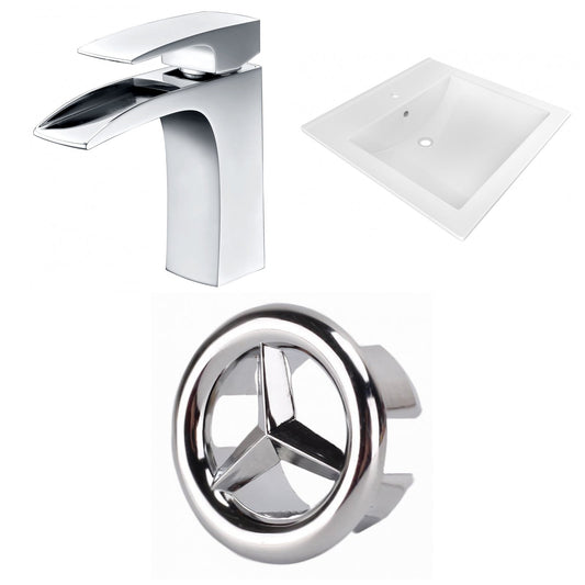 American Imaginations AI-24665 22" White Rectangular Drop In Transitional Ceramic Top Set