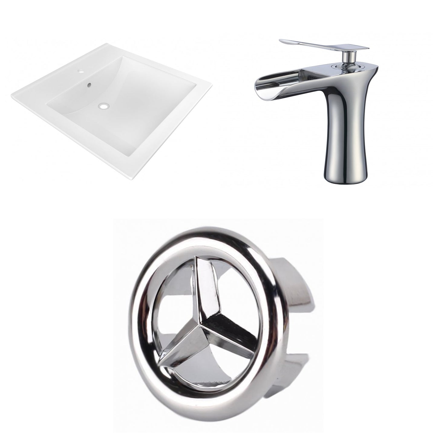 American Imaginations AI-24667 22" White Rectangular Drop In Transitional Ceramic Top Set