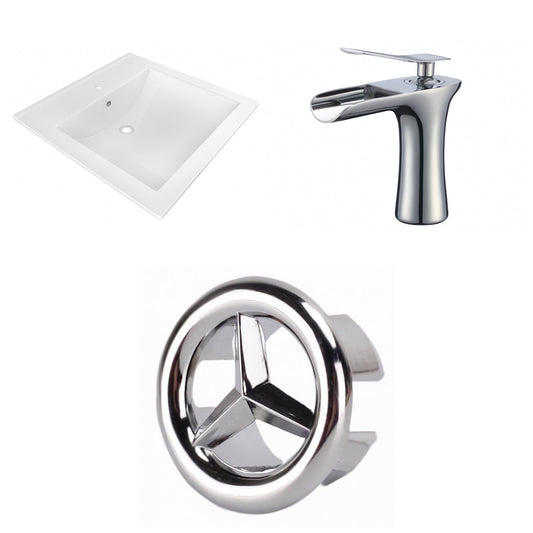 American Imaginations AI-24667 22" White Rectangular Drop In Transitional Ceramic Top Set