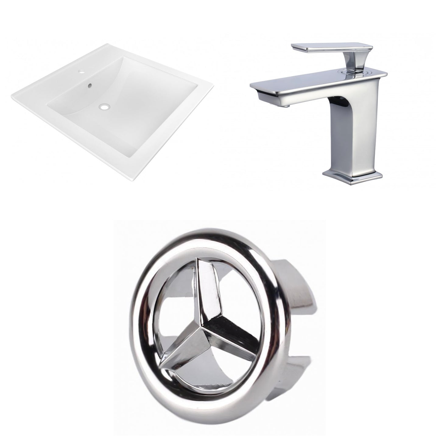American Imaginations AI-24668 22" White Rectangular Drop In Transitional Ceramic Top Set