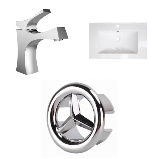 American Imaginations AI-24669 24" White Rectangular Drop In Transitional Ceramic Top Set