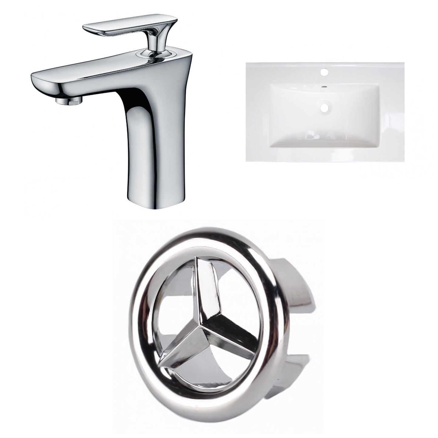 American Imaginations AI-24672 24" White Rectangular Drop In Transitional Ceramic Top Set