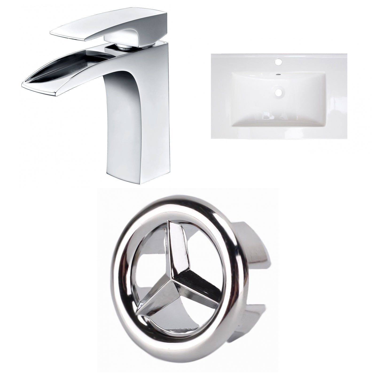 American Imaginations AI-24673 24" White Rectangular Drop In Transitional Ceramic Top Set