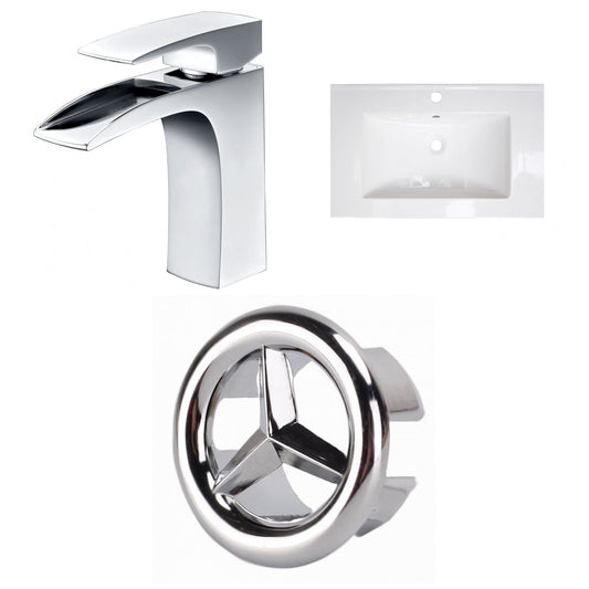 American Imaginations AI-24673 24" White Rectangular Drop In Transitional Ceramic Top Set