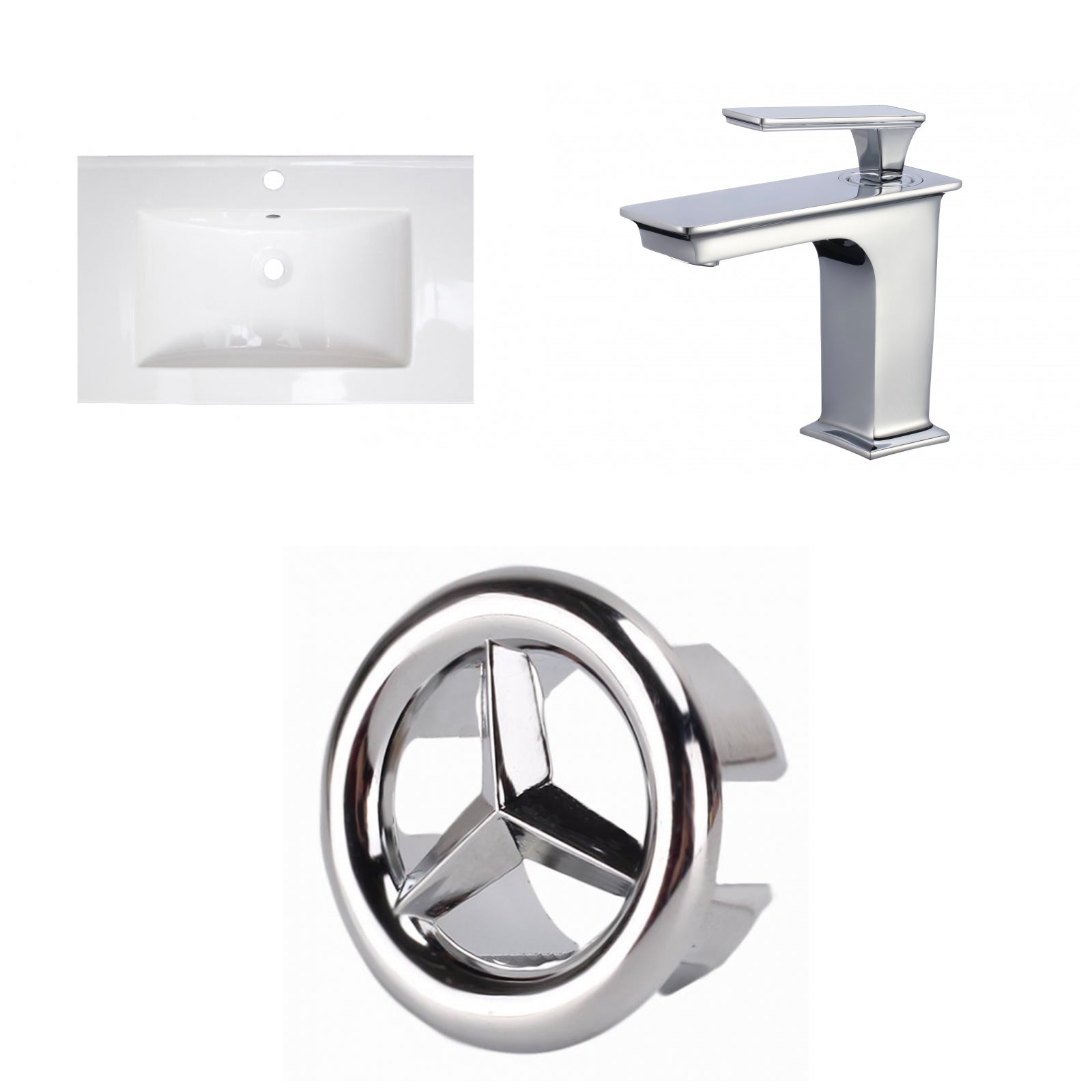 American Imaginations AI-24676 24" White Rectangular Drop In Transitional Ceramic Top Set