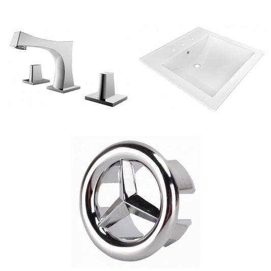 American Imaginations AI-24677 22" White Rectangular Drop In Transitional Ceramic Top Set