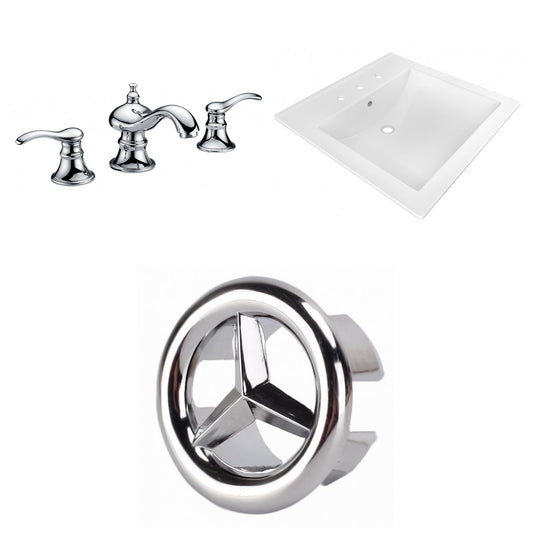American Imaginations AI-24678 22" White Rectangular Drop In Transitional Ceramic Top Set