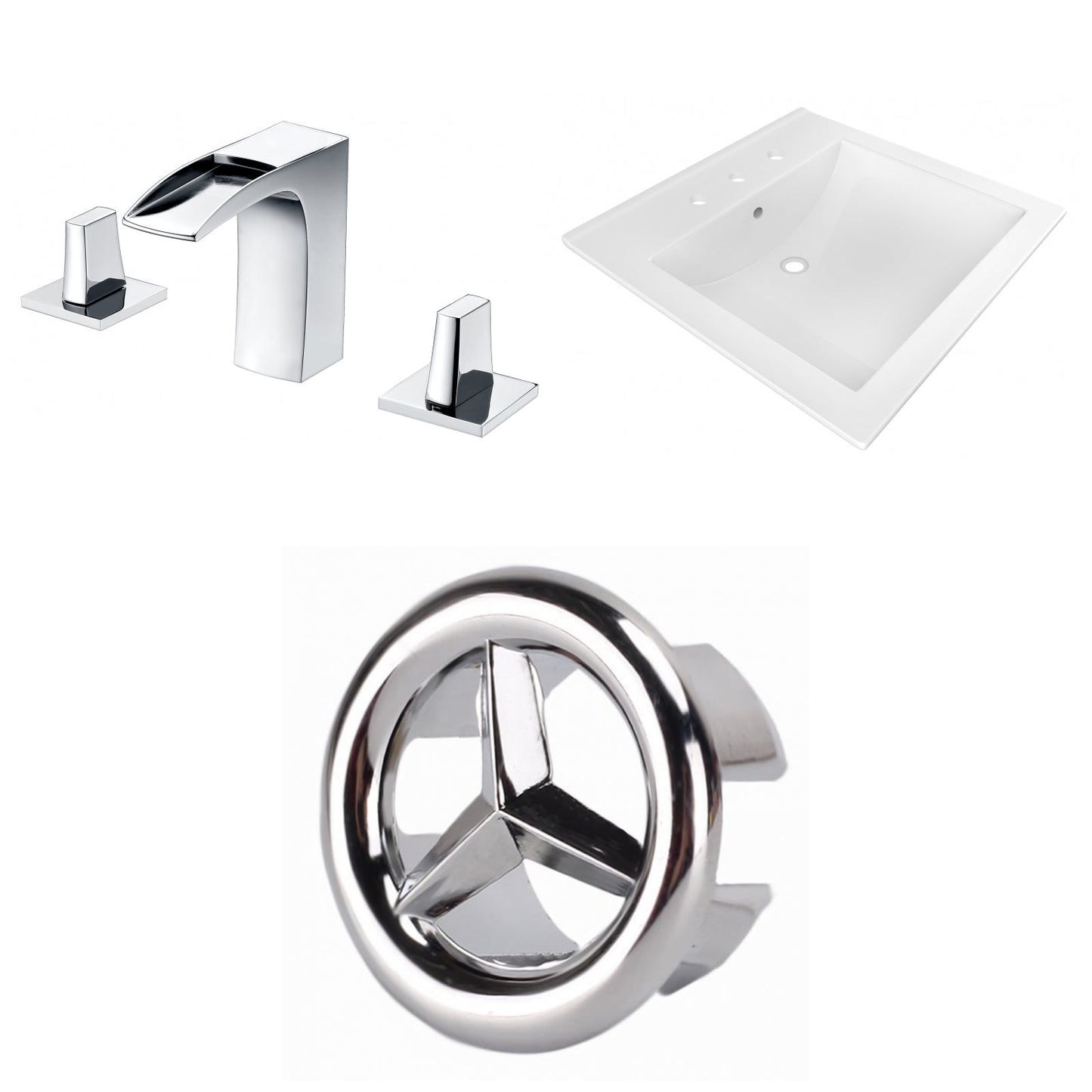 American Imaginations AI-24680 22" White Rectangular Drop In Transitional Ceramic Top Set