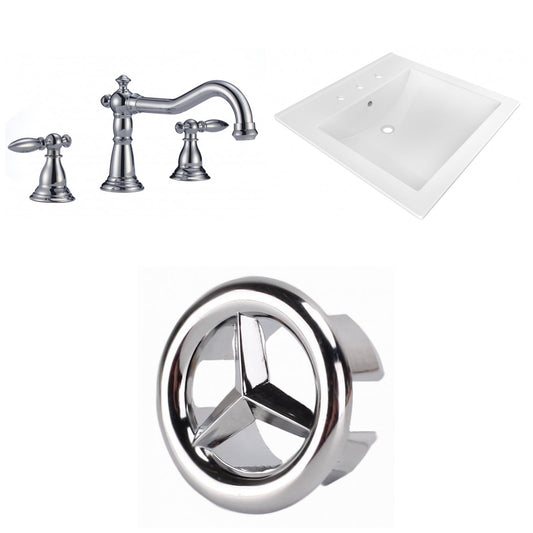 American Imaginations AI-24681 22" White Rectangular Drop In Transitional Ceramic Top Set
