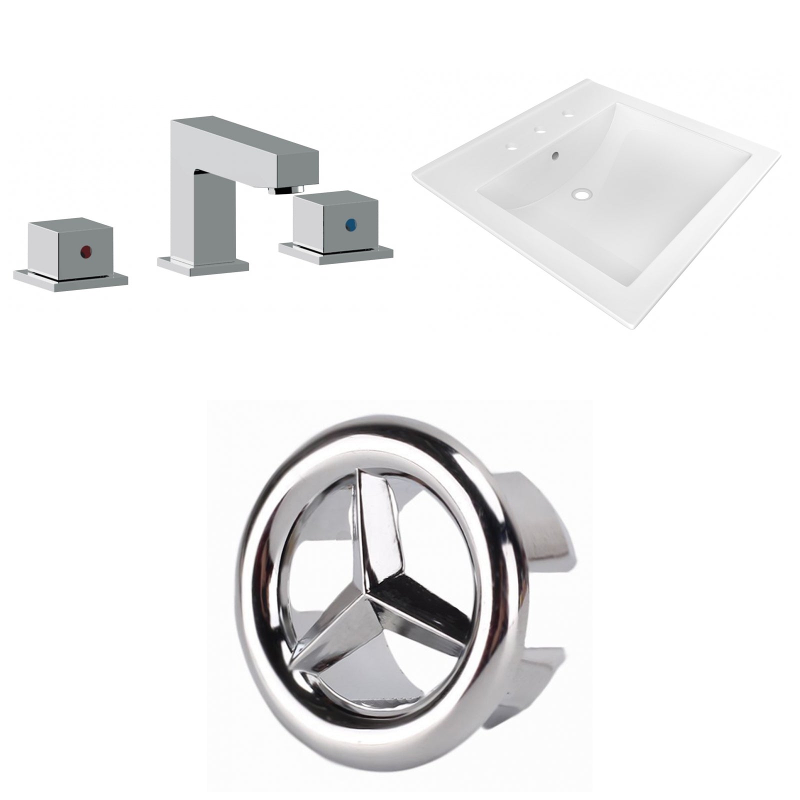 American Imaginations AI-24683 22" White Rectangular Drop In Transitional Ceramic Top Set