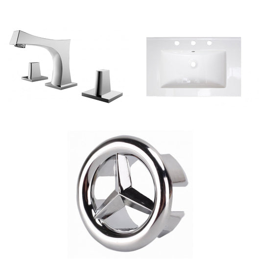American Imaginations AI-24685 24" White Rectangular Drop In Transitional Ceramic Top Set