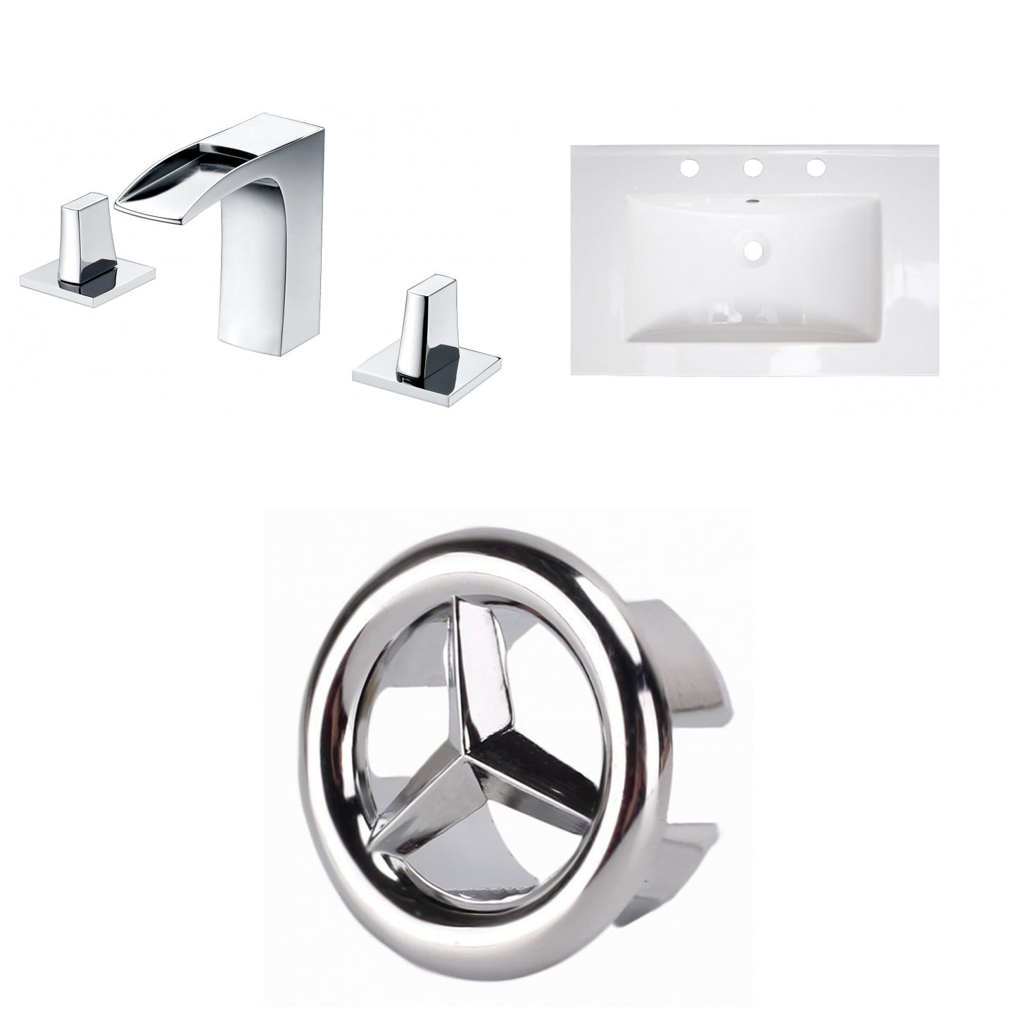 American Imaginations AI-24688 24" White Rectangular Drop In Transitional Ceramic Top Set