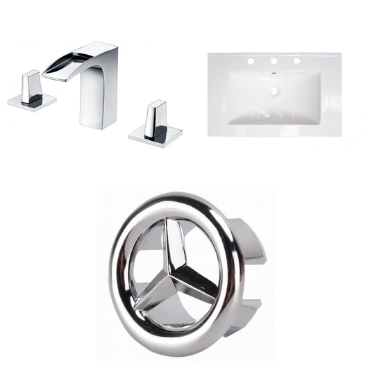 American Imaginations AI-24688 24" White Rectangular Drop In Transitional Ceramic Top Set