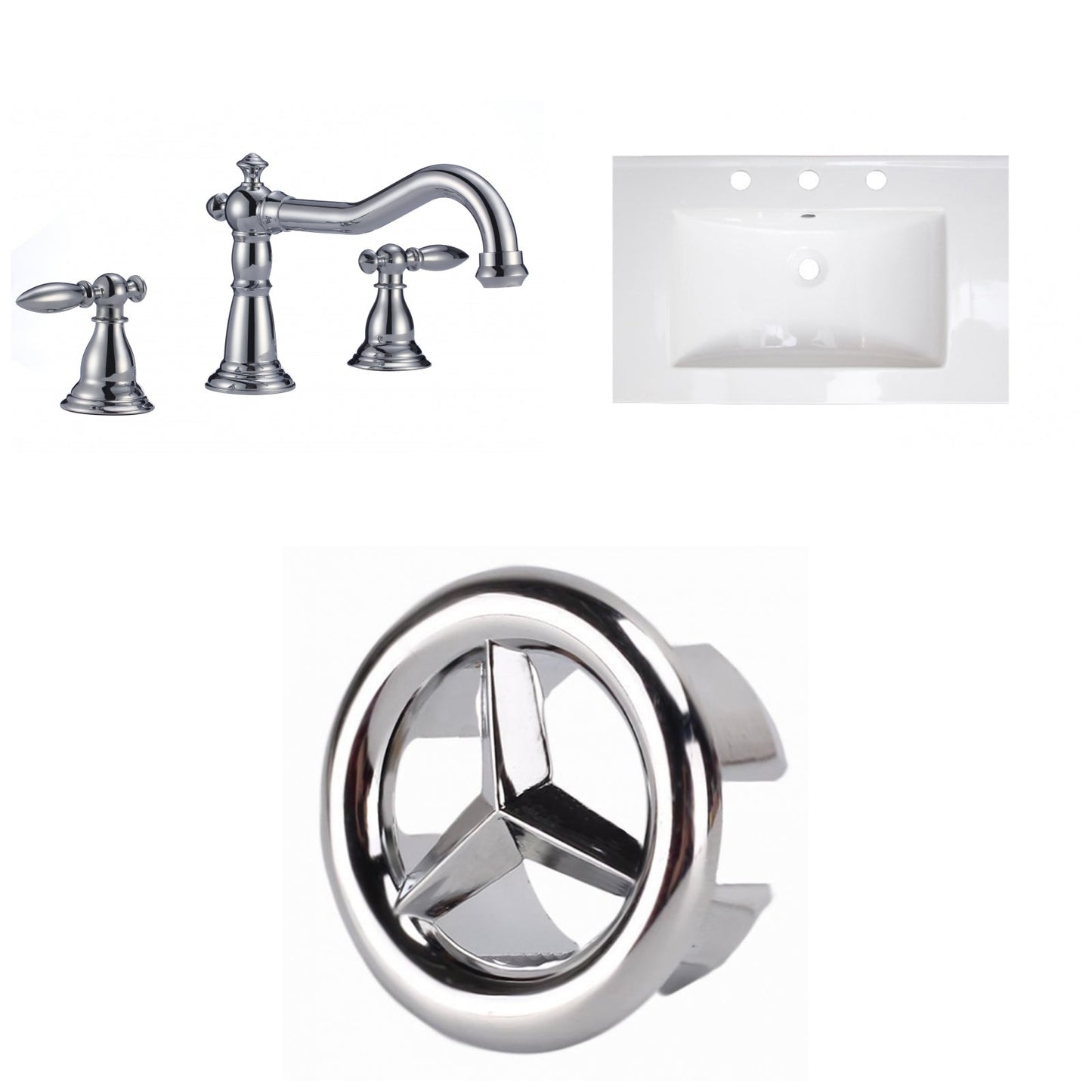 American Imaginations AI-24689 24" White Rectangular Drop In Transitional Ceramic Top Set