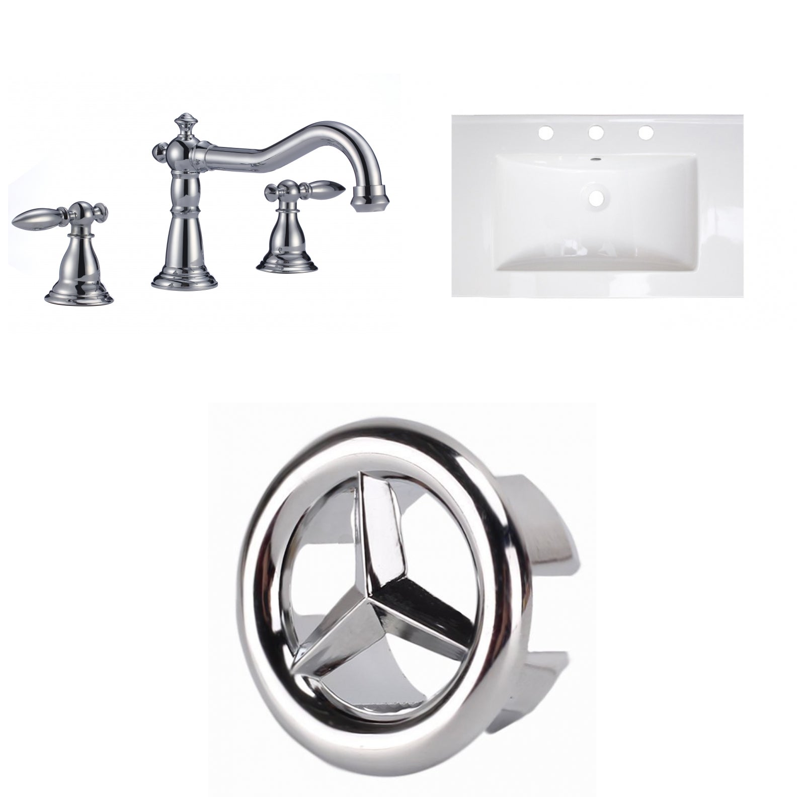 American Imaginations AI-24689 24" White Rectangular Drop In Transitional Ceramic Top Set